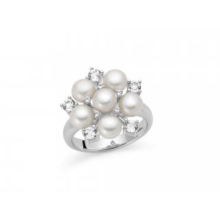 Miluna - Anello Bouquet Perle Oriente - Argento 925