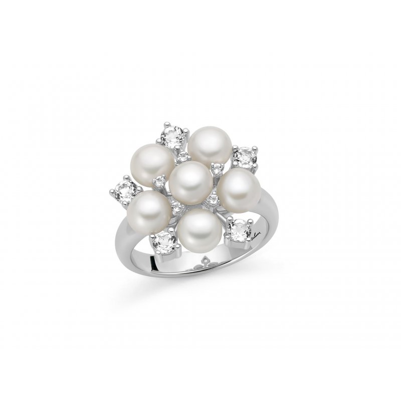 Miluna - Anello Bouquet Perle Oriente - Argento 925