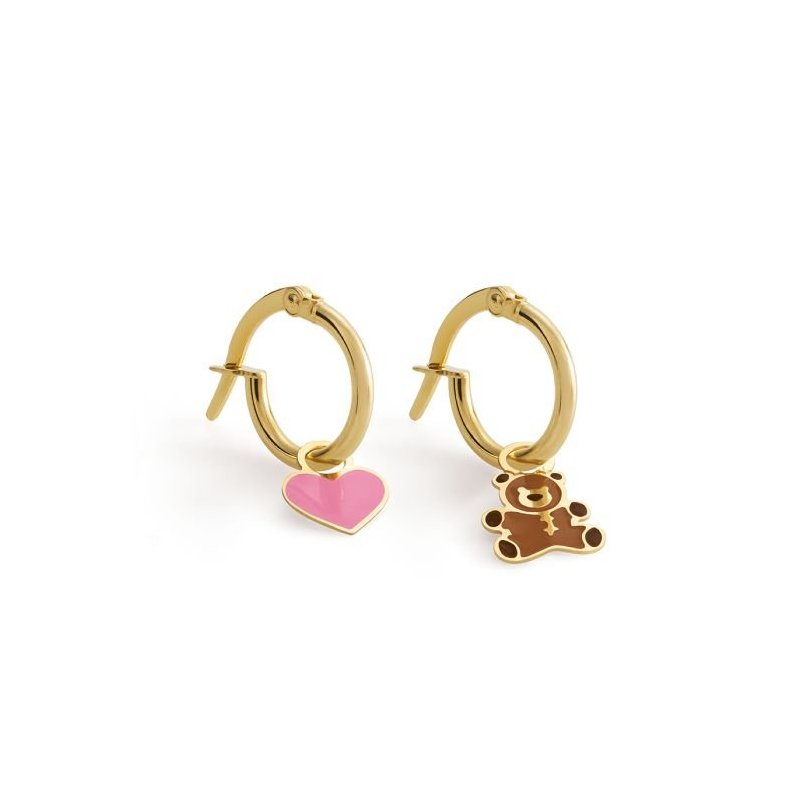 Le Bebè - Orecchini Toys - Oro Giallo - Cuore E Orsetto