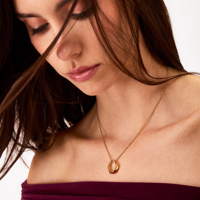 Breil Tribe - Collana Hypnotic - Acciaio Oro - Design Esagonale