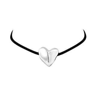 Breil - Choker Big Heart - Acciaio Lucido - Camoscio Nero