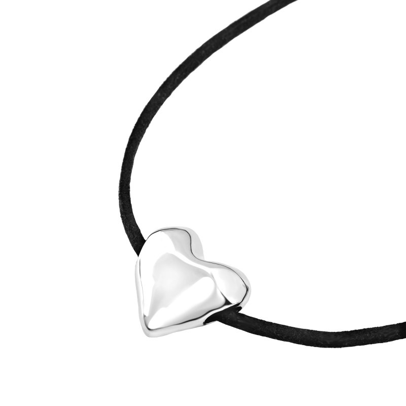 Breil - Choker Big Heart - Acciaio Lucido - Camoscio Nero