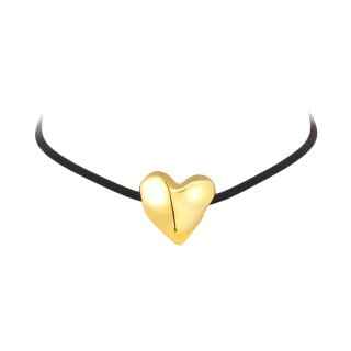 Breil - Choker Big Heart - Acciaio Dorato - Camoscio Nero