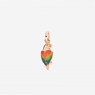 Dodo - Ciondolo Pappagallo Oro Rosa - Smalto Multicolor