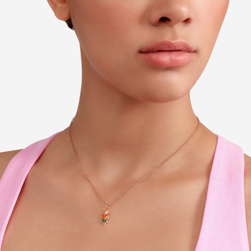 Dodo - Ciondolo Pappagallo Oro Rosa - Smalto Multicolor