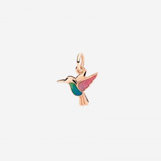 Dodo - Ciondolo Colibrì Oro Rosa 9K - Smalto Perlato
