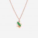 Dodo - Ciondolo Rana Oro Rosa - Smalto Verde - Zaffiri Arancio