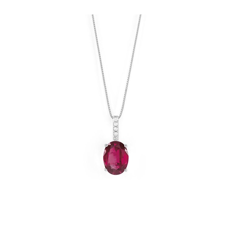 Bliss - Collana Le Jolie - Oro Bianco - Diamante - Rubino