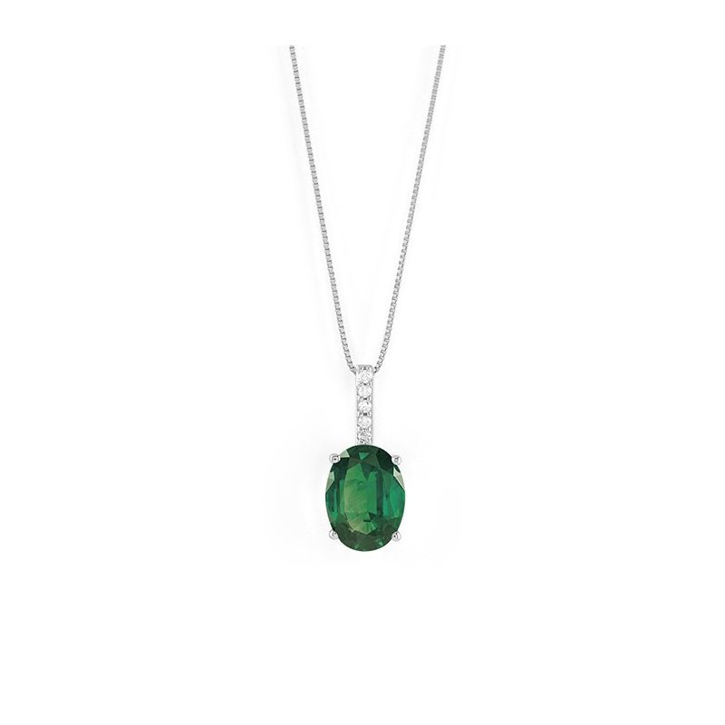 Bliss - Collana Le Jolie - Oro Bianco - Diamante - Smeraldo