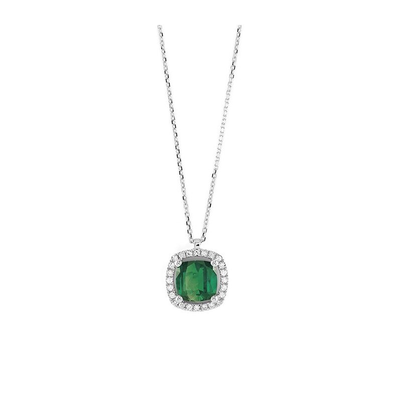 Bliss - Collana Dream Colore - Oro Bianco - Diamante Smeraldo