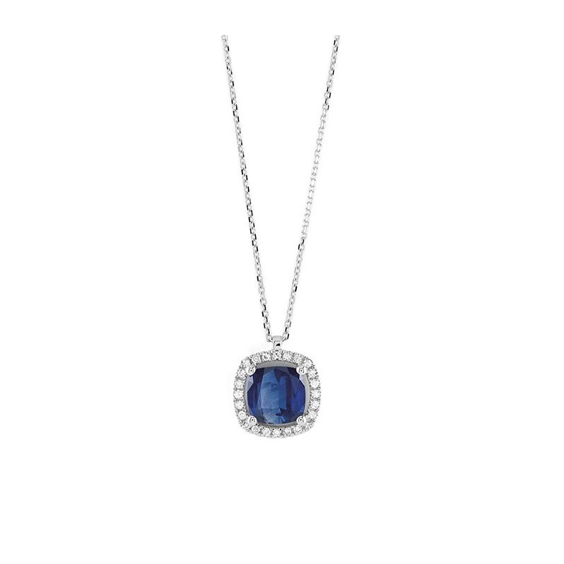 Bliss - Collana Dream - Oro Bianco - Diamante - Zaffiro
