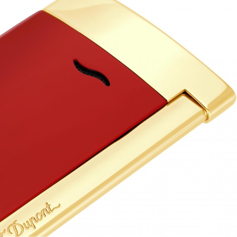 St Dupont - Accendino Slim 7 - Laccato Bordeaux - Finiture Dorate