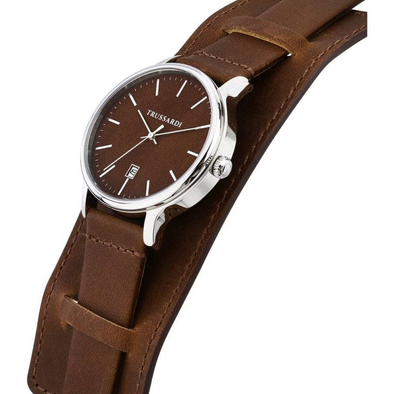 Trussardi - Orologio T-Inedito - Uomo - Pelle Marrone