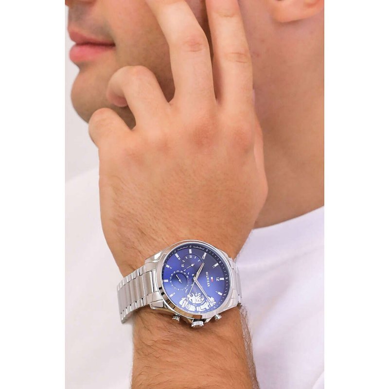 Tommy Hilfiger - Orologio Baker Uomo - Multifunzione - Blu - Acciaio