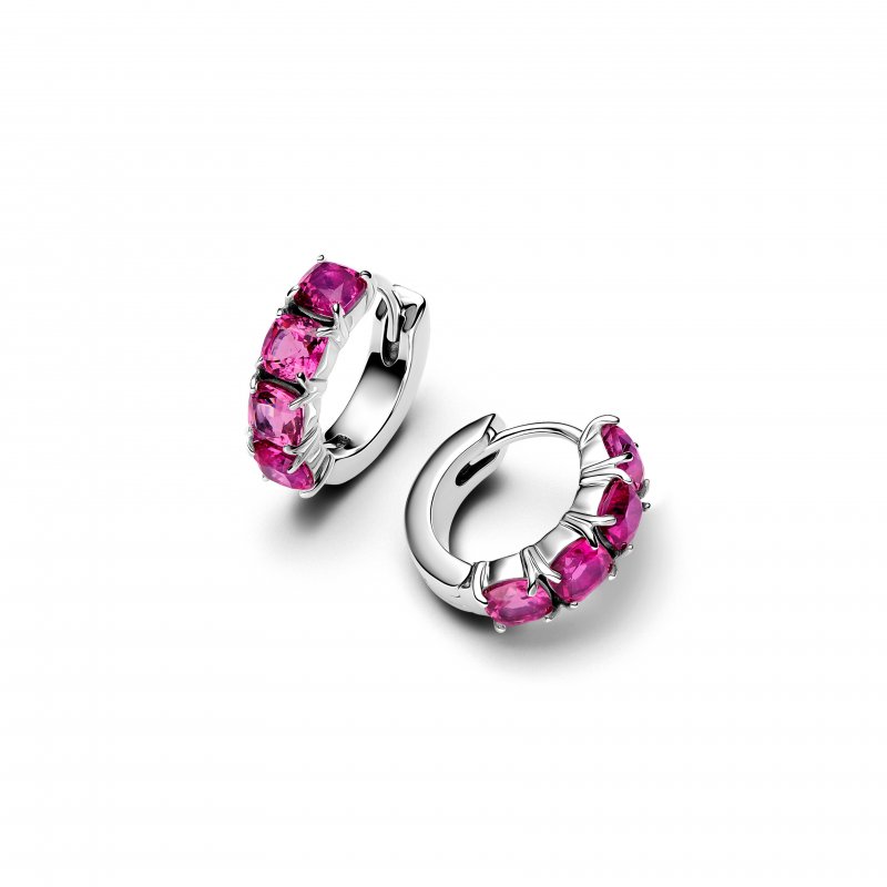 Orecchini Cerchi Cristalli Rosa Scuro
