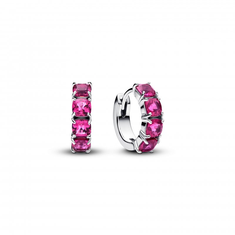 Orecchini Cerchi Cristalli Rosa Scuro