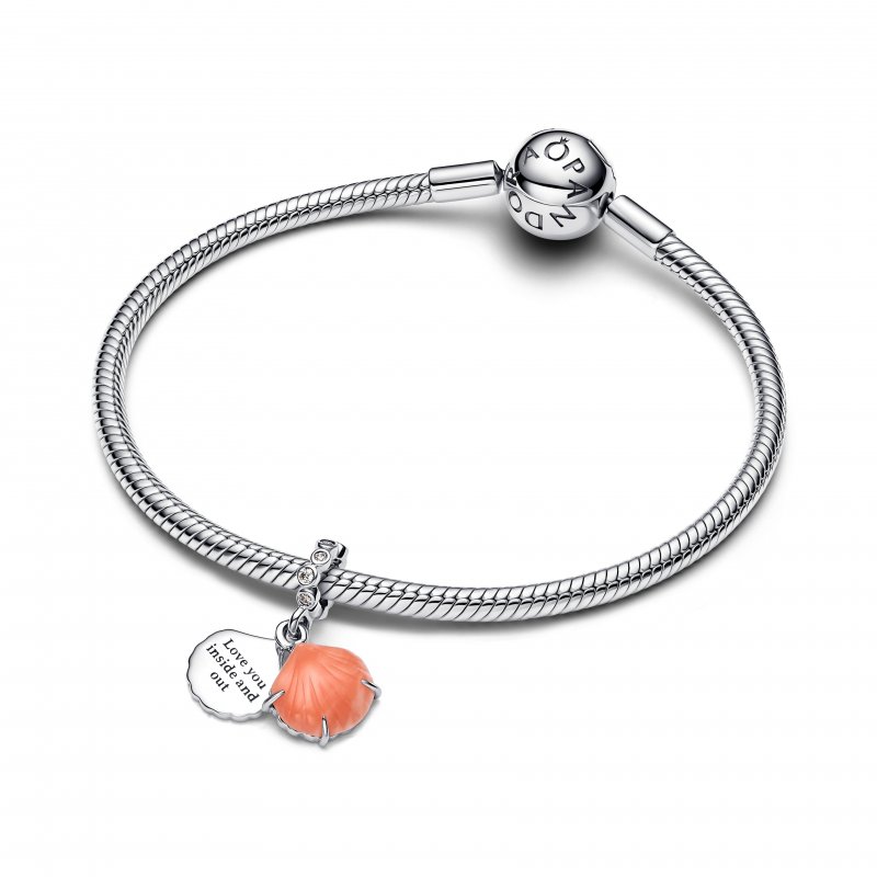 Charm Pendente Doppio Conchiglia Color Corallo