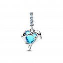 Charm Pendente Delfini e Cuore Vetro di Murano
