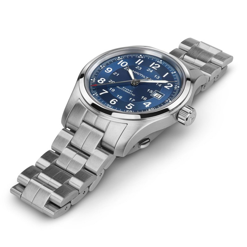 Hamilton - Khaki Field Auto 42Mm - Acciaio - Quadrante Blu