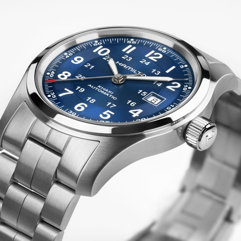 Hamilton - Khaki Field Auto 42Mm - Acciaio - Quadrante Blu