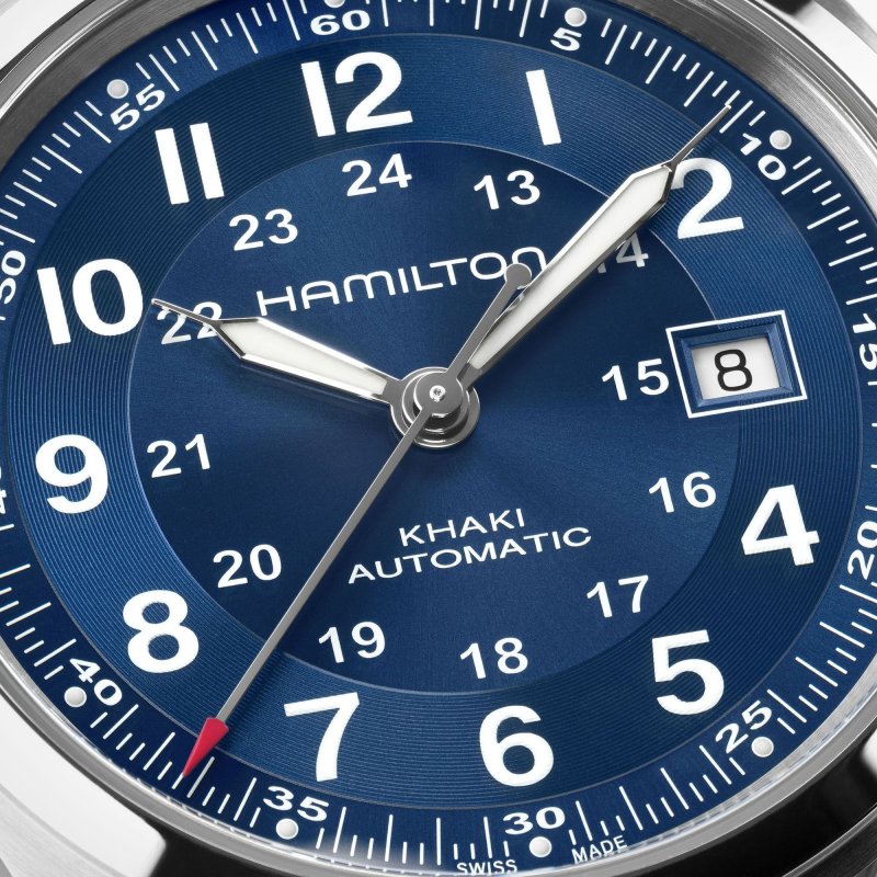 Hamilton - Khaki Field Auto 42Mm - Acciaio - Quadrante Blu