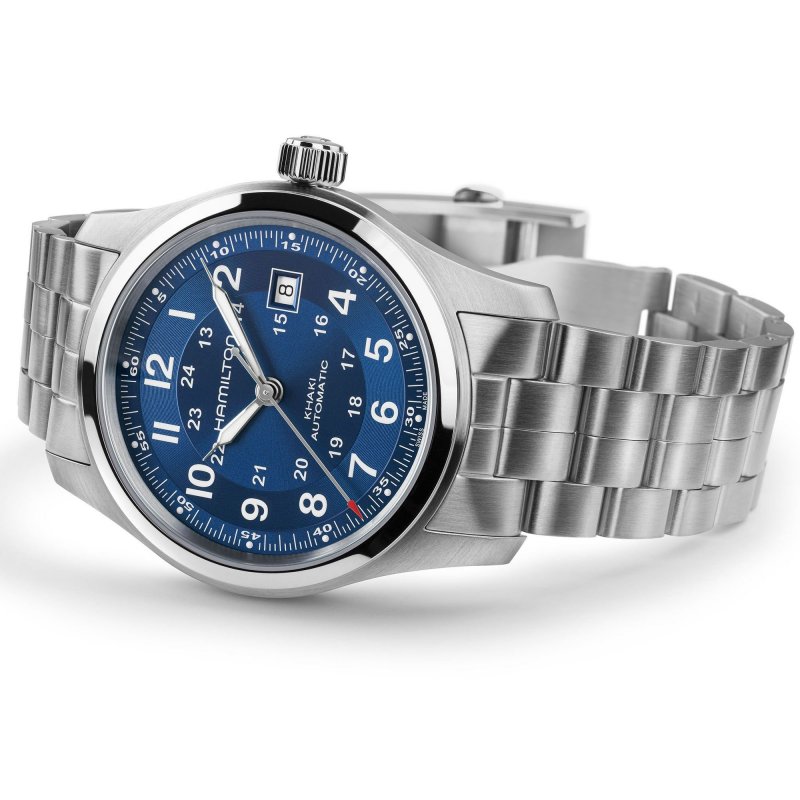 Hamilton - Khaki Field Auto 42Mm - Acciaio - Quadrante Blu