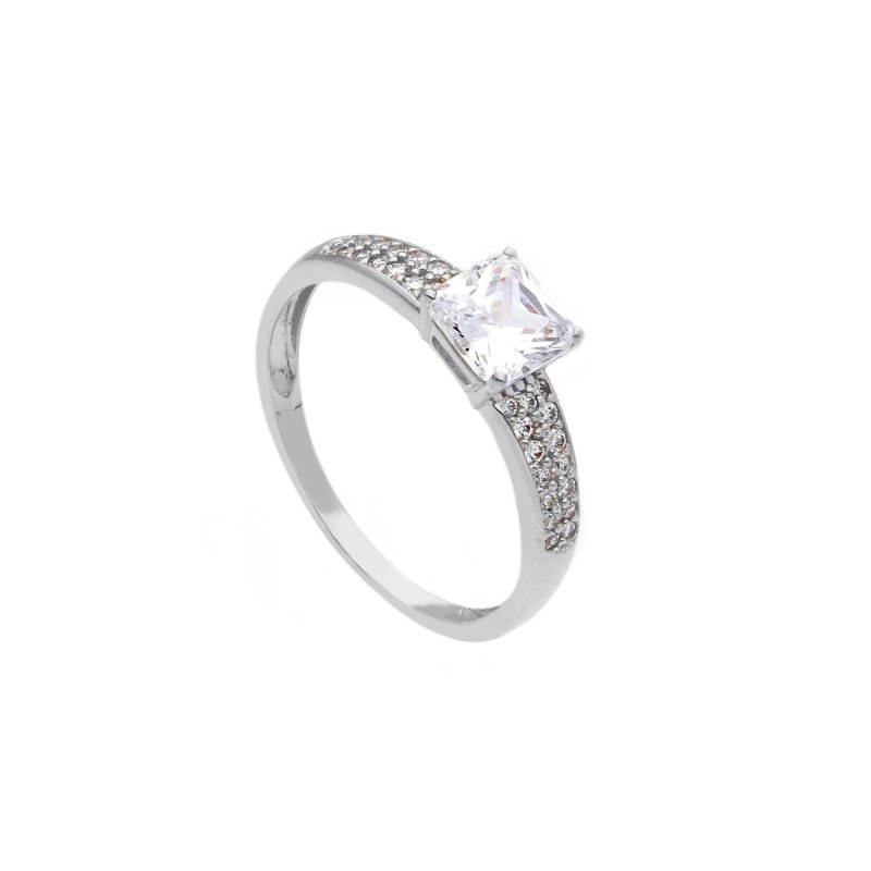 Songa Antonio - Anello Solitario - Oro Bianco - Zirconia Cubica