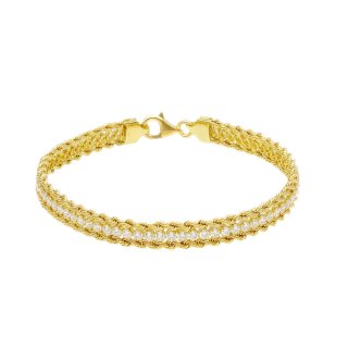 Songa Antonio - Bracciale Oro Giallo 18Ct - Zirconia Cubica - 18Cm