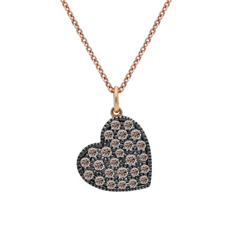 Songa Antonio - Girocollo Oro Rosa - Diamanti Brown - 18 Ct