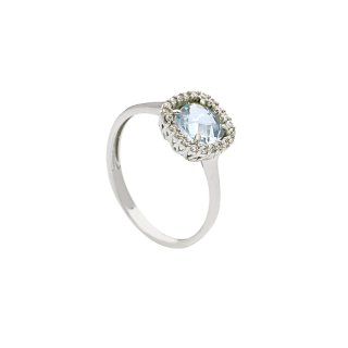 Songa Antonio - Anello Solitario - Oro Bianco - Topazio Azzurro