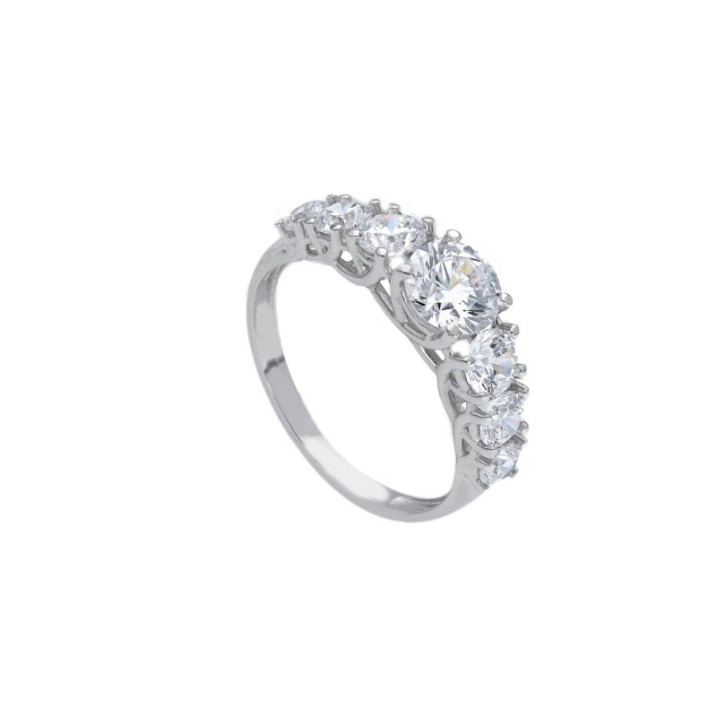 Songa Antonio - Anello Fedina - Oro Bianco - Zirconia Cubica