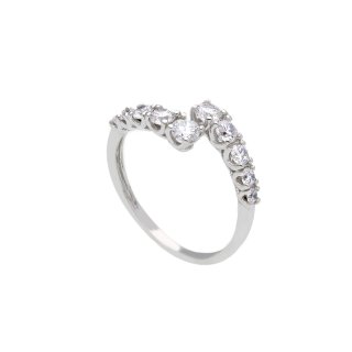 Songa Antonio - Anello Contrarié - Oro Bianco - Zirconia Cubica