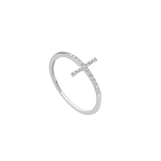 Songa Antonio - Anello Filo - Oro Bianco - Zirconia Cubica
