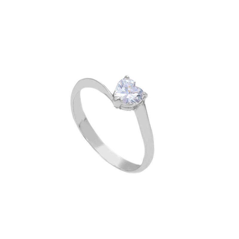 Songa Antonio - Anello Solitario - Oro Bianco - Zirconia Cubica