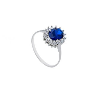 Songa Antonio - Anello Solitario - Oro Bianco - Pietre Multiple