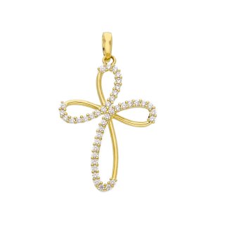 Songa Antonio - Croce Pendente - Oro Giallo - Zirconia Cubica