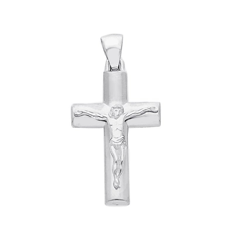 Songa Antonio - Croce Con Cristo - Oro Bianco 18 Ct - Ciondolo