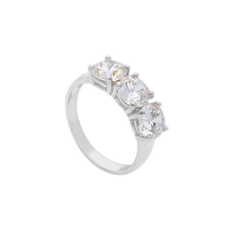 Songa Antonio - Anello Trilogy - Oro Bianco - Zirconia Cubica