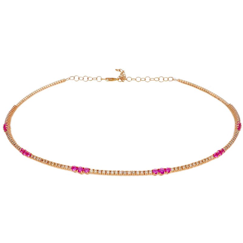 Songa Antonio - Girocollo Rigido - Oro Rosa 18 Ct - Zaffiro Rosa
