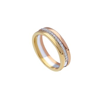 Songa Antonio - Anello Intreccio Multifilo - Oro 18 Ct - Zirconia