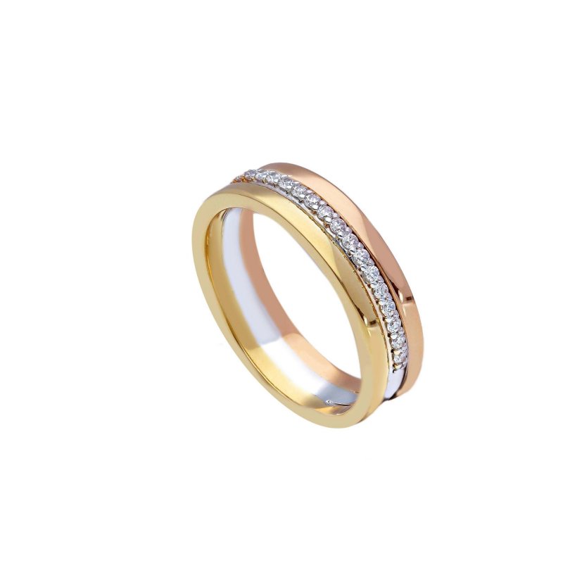 Songa Antonio - Anello Intreccio Multifilo - Oro 18 Ct - Zirconia