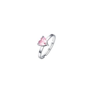 Luca Barra - Anello Donna Cuore - Acciaio - Cristallo Rosa