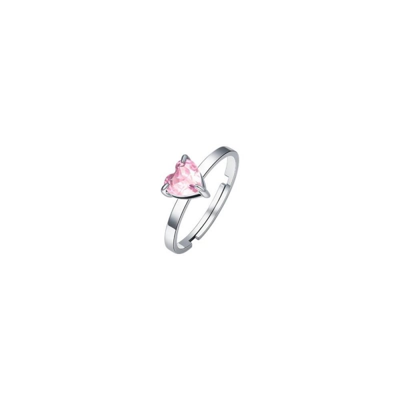 Luca Barra - Anello Donna Cuore - Acciaio - Cristallo Rosa