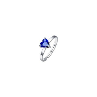 Luca Barra - Anello Donna - Acciaio - Cuore Cristallo Blu