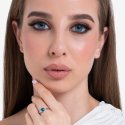 Luca Barra - Anello Donna - Acciaio - Cuore Cristallo Blu