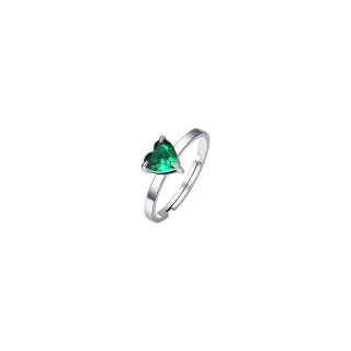 Luca Barra - Anello Donna Cuore - Acciaio - Cristallo Verde