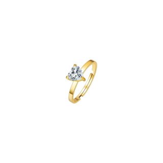 Luca Barra - Anello Donna Acciaio Ip Gold - Cuore Cristallo Bianco