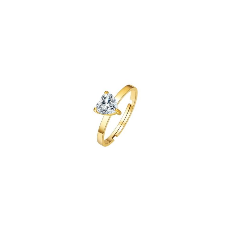Luca Barra - Anello Donna Acciaio Ip Gold - Cuore Cristallo Bianco