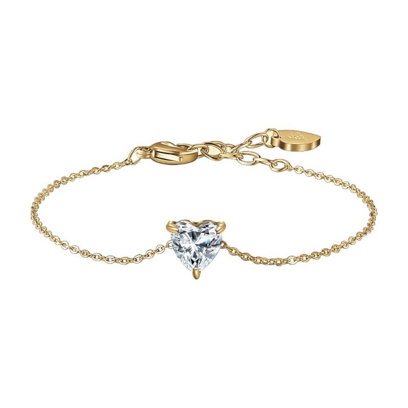 Luca Barra - Bracciale Donna - Acciaio Ip Gold - Cuore Cristallo Bianco