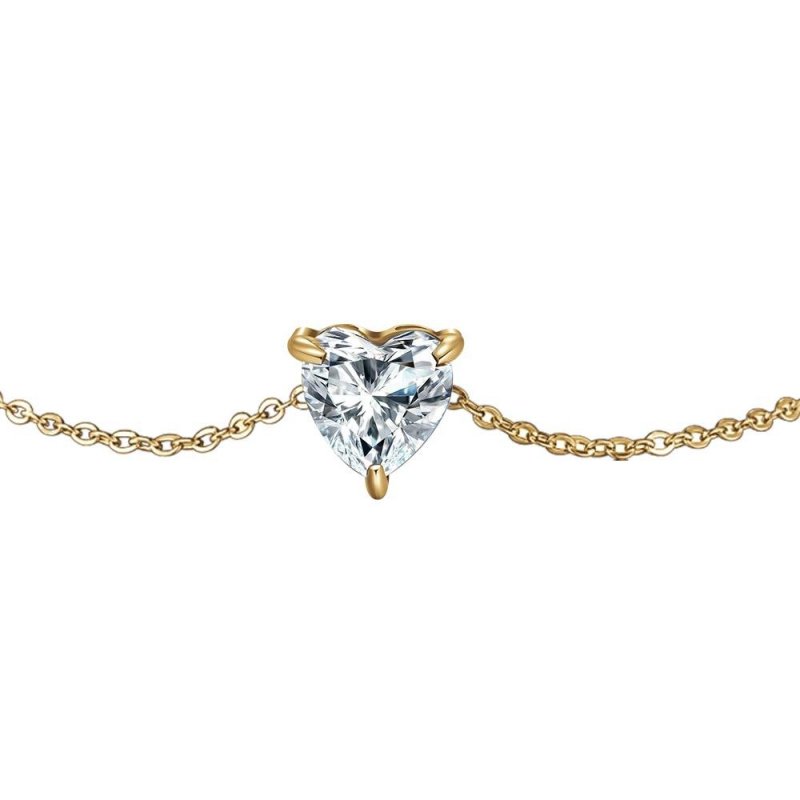 Luca Barra - Bracciale Donna - Acciaio Ip Gold - Cuore Cristallo Bianco